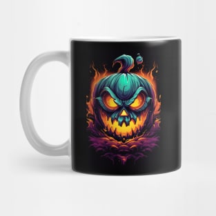 scary smiling pumpkin, halloween design Mug